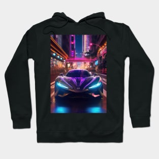 Asian Neon City Sports Car Hoodie